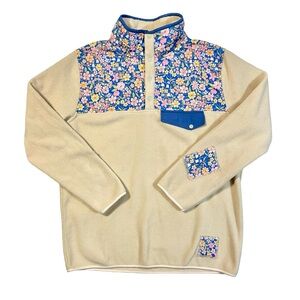 Happy Camp3r Floral Patch Fleece Pullover Size Medium